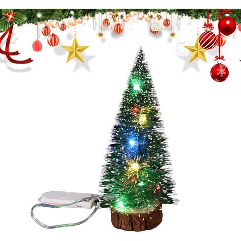 Mini árbol de Navidad con luces LED, Mini árbol de Navidad artificial, Árbol de Navidad LED, Árbol pequeño con luces, Decoración navideña de escritorio, Regalos de decoración navideña (M) (1/5)