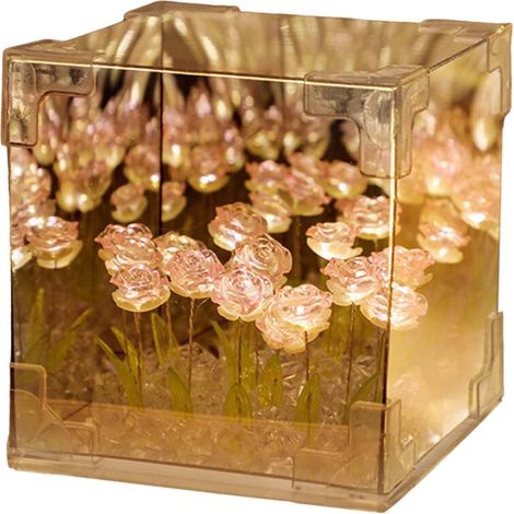 Lámpara de rosas, lámpara de flores hecha a mano, producto terminado, luz nocturna, dormitorio, sala de estar, escritorio, regalo de San Valentín para parejas, rosa.