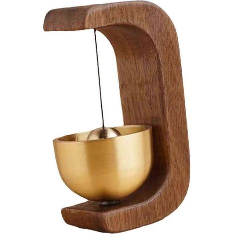 Clochette décorative en bois, carillon à vent, cloche en laiton, 3,3 x 2,5 x 7,4 cm, cadeau de pendaison de crémaillère, usage multiple-Dark Brown