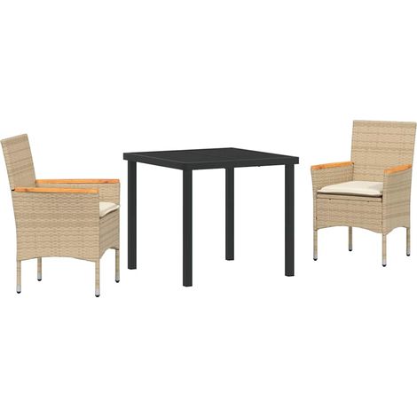 Ensemble de salle à manger pour jardin 3 pcs,Salon de jardin Beige Poly rotin CFW65369 (1/5)