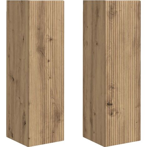 Mueble TV de pared moderno y funcional con almacenamiento discreto de 30 x 31 x 100 cm de madera contrachapada roble artesanal 020055002 (1/5)