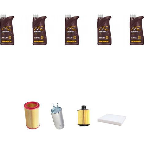 Kit tagliando 4 FILTRI e 5L OLIO compatibile con Fiat Bravo II 1.6 MJT 16v 77kw dal 2008