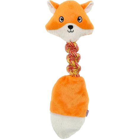 Gioco per cani elastic friends volpe arancione 15x44x5 cm