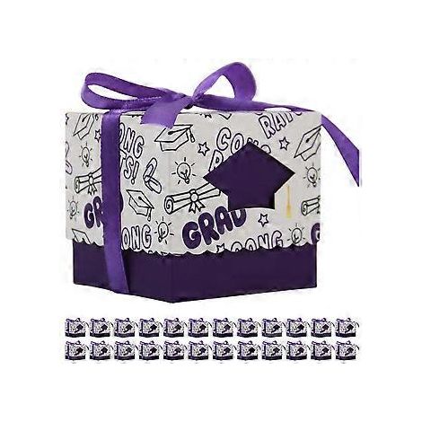50 boîtes à bonbons pour remise de diplômes, boîtes à friandises, cadeaux pour fête de remise de diplômes, décorations de remise de diplômes (violet)