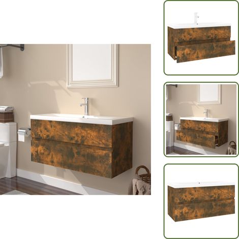 Bagno moderno - vidaXL Mobile Bagno con Lavabo Integrato Rovere Fumo Legno Multistrato - Mobile in legno multistrato