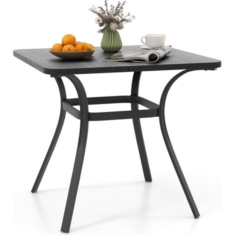COSTWAY Tavolo da Pranzo da Giardino di 80 cm, Tavolo Quadrato in Metallo con 4 Gambe Curve, Tavolo da Pranzo Pesante a 4 Posti, per Giardino, Terrazza, e Piscina, Portata 65 kg, 80 x 80 x 73 cm (1/5)