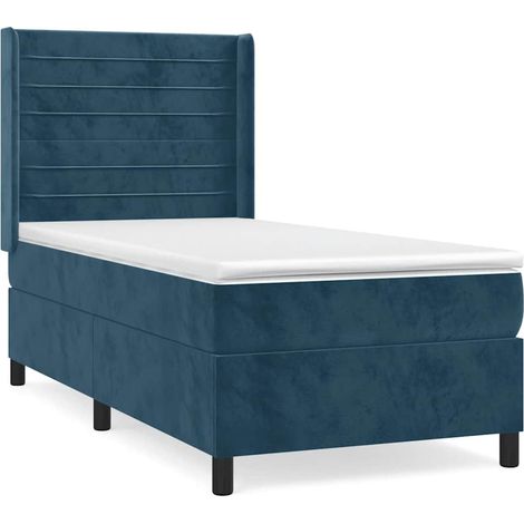 Maison Exclusive - Sommier à lattes de lit et matelas Bleu foncé 80x200 cm Velours (1/5)