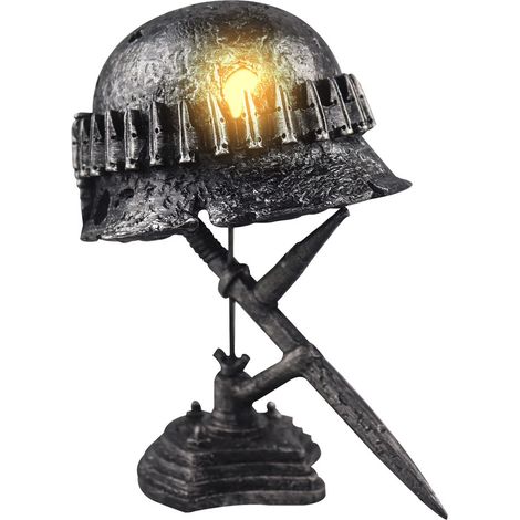 Vintage-Tischlampe in Helmform im Militärstil – Dekorative Schreibtischleuchte für Geschichts- und Sammlerbegeisterte (1/5)