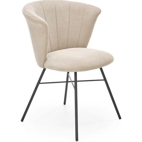 Chaise contemporaine en tissu beige et pieds en métal noir BELLE ILE (1/4)