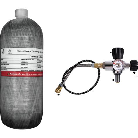 Serbatoio d'aria ad alta pressione, capacità 2 litri, fibra di carbonio resistente, 2 litri con valvola B (1/2)