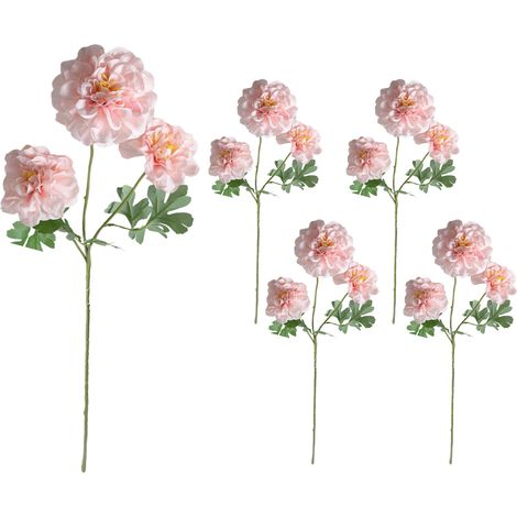 Zusammengeklappt nur 40 cm lang. 【Rosa】Set mit 5 künstlichen Geranien zur Dekoration des Wohnzimmertisches. (1/2)