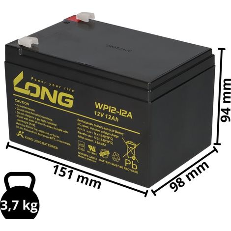 2x Kung Long WP12-12 12V 12Ah – Akkuset für Siemens FC2020-AZ (1/5)