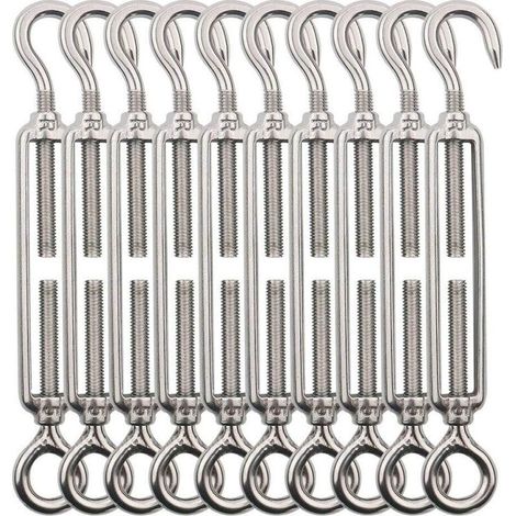Tendeur De Corde - Acier Inoxydable 304 - M4 - Pour Cordes À Linge Garde-Corps Espalier Extérieur - 10 Pièces (1/5)