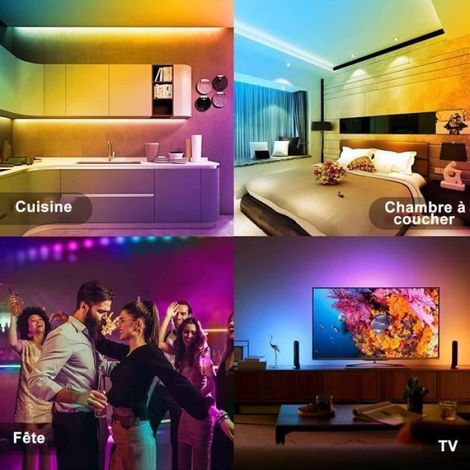 1 Ruban LED 20M, Bluetooth, RGB 24V, 40 Touches, Synchronisation Musique, Intérieur, Chambre (1/4)