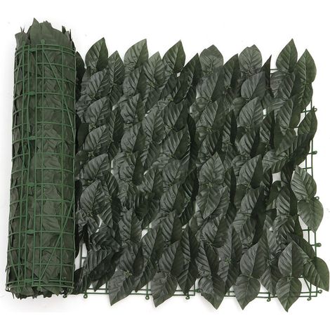 Clôture artificielle de 0,5 x 3 m, haie décorative en lierre artificiel, panneaux décoratifs pour jardin extérieur (Vert C) (1/4)