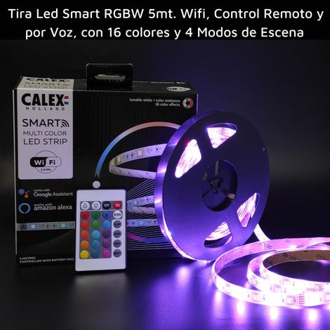 Tira Led Smart RGBW 5 mts. WIFI (2,4GHz), Control de Voz, mando a distancia,16 colores y 4 Modos de Escena (1/2)
