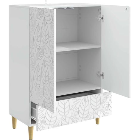 Sideboard/Anrichte/Buffet Hochglanz Weiß 66 x 34,5 x 95 cm Holzwerkstoff LXWW764512 (1/5)
