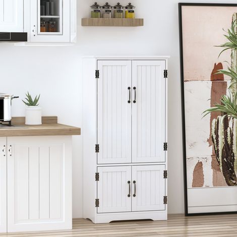 Küchen-Sideboard, moderner Küchenschrank mit vielfältigen Aufbewahrungsmöglichkeiten, 2 Schränke, 3 Einlegeböden, MDF-Platte, weiß