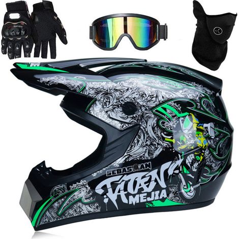 Eosnow Casque de Motocross professionnel pour enfants et adultes, moto tout-terrain, avec lunettes, gants, couverture faciale (1/5)