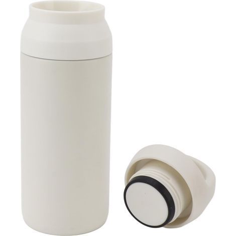 350 ml isolierte Edelstahl-Trinkflasche, einfarbig, schlicht und tragbar, ideal für Reisen, weiß. (1/5)