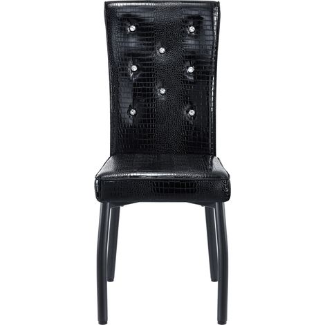 Set de 2 sillas de comedor negras estilo vintage con tapizado efecto piel y patas metálicas (1/5)