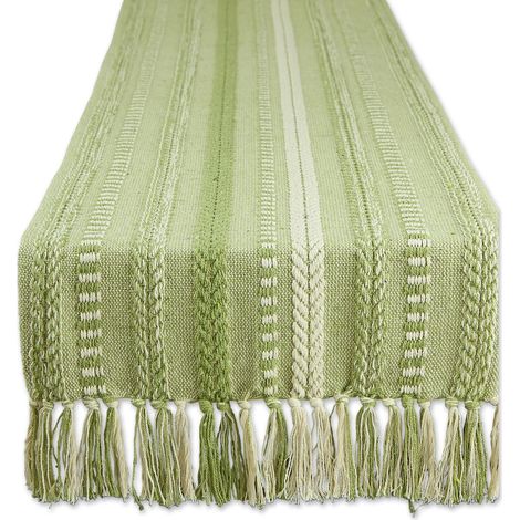 Chemin de Table Collection Coton Vert Antique 15 x 108 cm (15 x 113 cm, Franges incluses) (1/5)