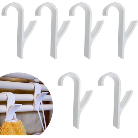 6 Pieces Bath Hook Holder Plastic Heated Towel Rail Radiator Hooks Tubular(White) (1/5)