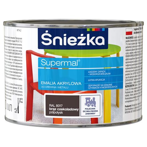 Émail acrylique Supermal pour bois et métal, brun chocolat, semi-brillant, 0,4 L