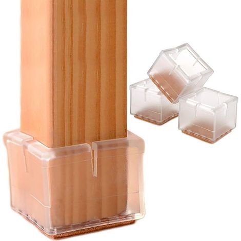 Lot de 24 Chaise jambe Sol protecteurs avec feutre Patins Caps Chaise de meubles Coussinets,Conseils Carré (1/5)