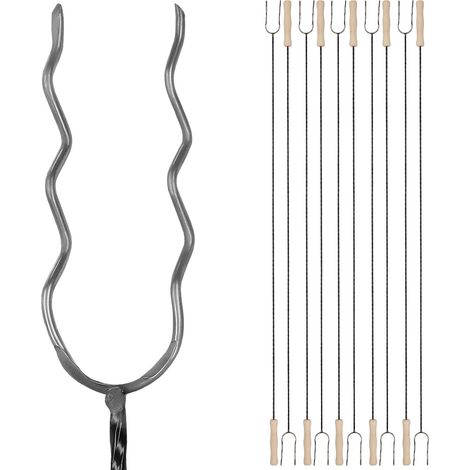 KOTARBAU® Set 10 pièces Brochettes Pour Barbecue - Acier - 130 cm - Fourchette Barbecue - Longue - Piques avec Manche en Bois - Brochettes Réutilisables (1/5)