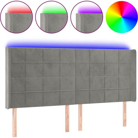 Maison Exclusive - Testiera a LED Grigio Chiaro 163x16x118/128 cm in Velluto (1/5)