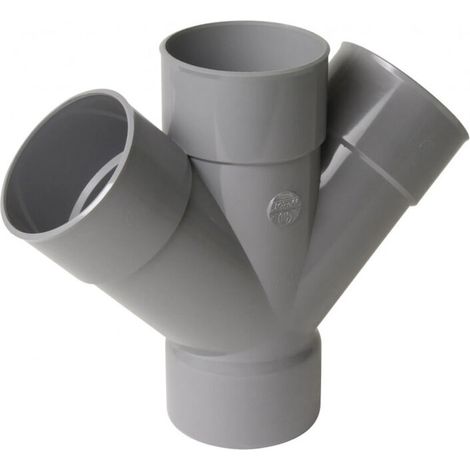 Croix PVC 45° FF 50 mm – Raccord d'évacuation 45° – Pour installations plomberie – Dirige les eaux usées efficacement (1/2)