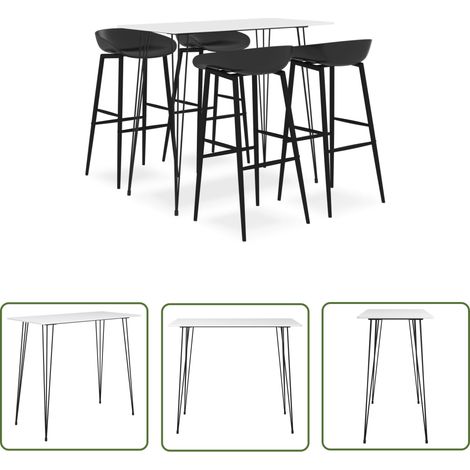 The Living Store 5-tlg. Bar-Set Weiß und Schwarz - Bar Set - Bartisch - Barhocker - Kücheninsel - Wohnzimmer Dekoration (1/5)