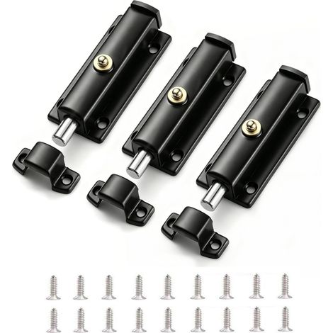 Lot de 3 verrous automatiques pour portail en acier inoxydable – Verrou à ressort auto-verrouillant pour jardin, clôture, étable, grange, porte extérieure – Anti-rouille et solidité (4 pouces) (1/5)