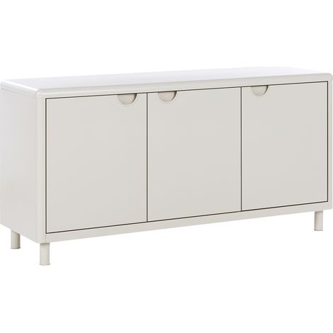 Aparador moderno de 3 puertas para oficina en casa con 4 estantes de acero beige Korvo
