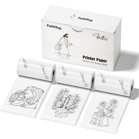 3 Rouleaux de papier thermique autocollant brillant, blanc pour F21 et autres mini-imprimantes d'autocollants, 53 mm x 3,5 mm, 3 Rouleaux (1/5)