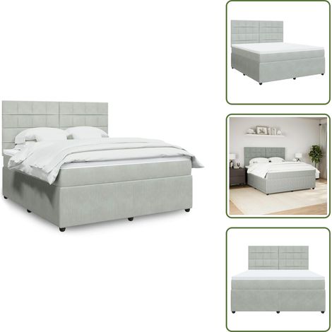 Sommier à lattes de lit et matelas Gris clair 180x200cm Velours - Sommier À Lattes De Lit - Sommiers À Lattes De Lit - Lit - Meuble De Chambre À Coucher (1/5)