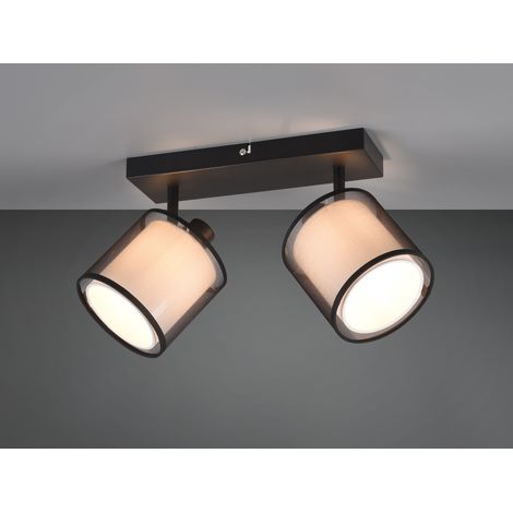 LED Deckenstrahler 2-flammig Stoff Organza Schwarz Weiß, Breite 32,5cm (1/5)