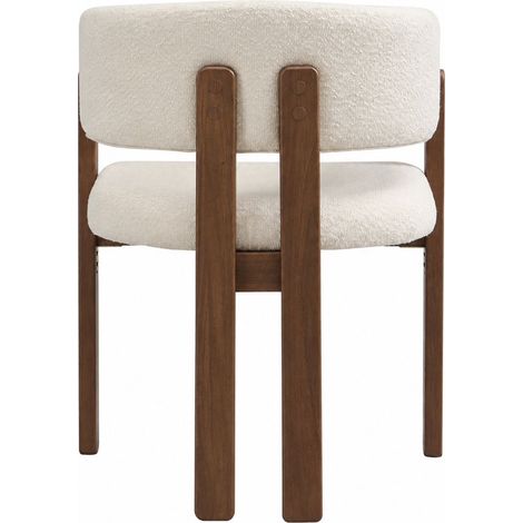 Lot de Chaises 2 chaises en bois massif assise confortable et respirante revêtement bouclé teinte noyer et beige style moderne (1/2)