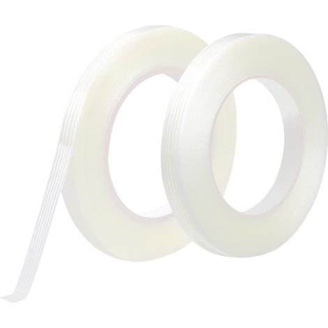 2x Glasfaserklebeband, 5 mm x 50 m, Verpackungsklebeband, wasserfestes Faserband, verstärktes Band, transparent