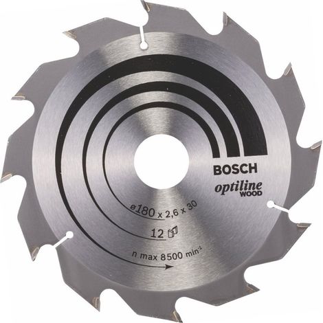 Lame de scie circulaire Optiline Wood 180x30x2,6mm 12 dents - BOSCH - 2608641178