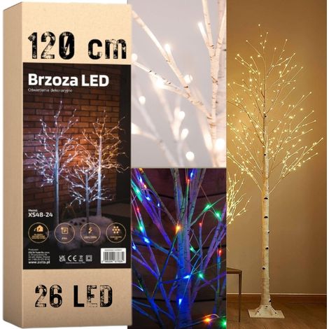 Albero di Natale 26 LED - betulla luminosa 60 cm Betulla 60 cm 26 LED Decorazione albero di Natale Colore freddo natalizio MORE&DECO (1/5)