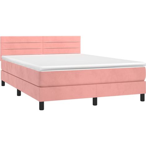 vidaXL Giroletto a Molle con Materasso Rosa 140x200 cm in Velluto (1/4)