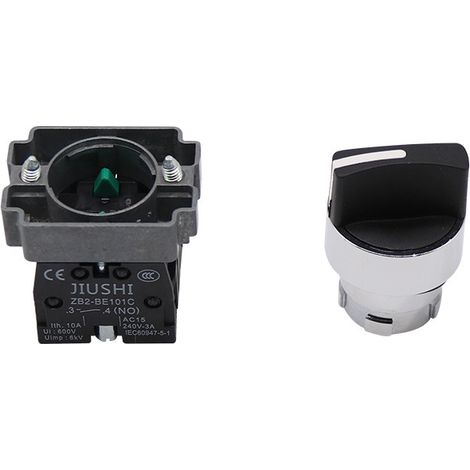 XB2-BD33 Three-position knob, two normally open selector button switch, silver dot (1/3)