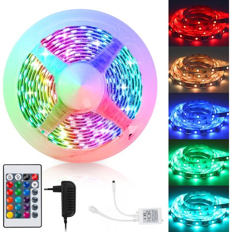 Jiubiaz 4M LED Streifen Leiste set LED Strip LichtBand RGB Lichterkette 30LEDs 5050SMD mit 24 Tasten Fernbedienung