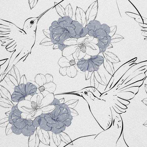Outdoor dekostoffe oxford - Motiv Blumen und Kolibri (1/5)