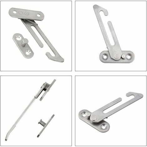 Set of 2 UPVC window restrictors - Made of 304 stainless steel - With screws - For left and right-handed windows (1/4)