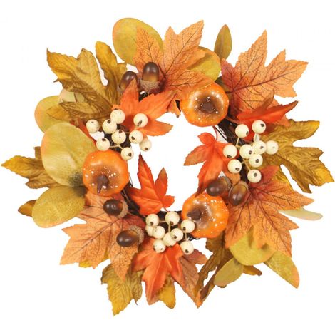 Candle Ring - 25 cm - Feuilles D'érable Artificielles - Pour Bougies Pilier - Décoration Intérieure Et Extérieure - Lot De 1 (1/5)