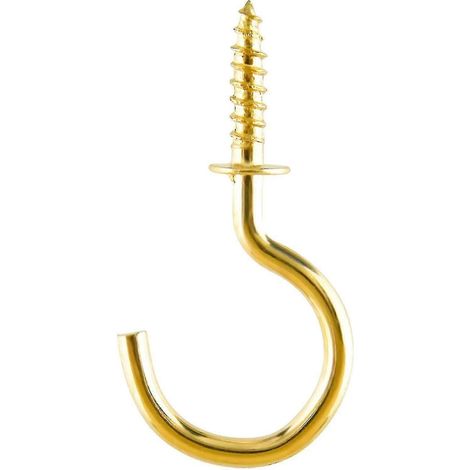 Lot de 50 crochets de plafond en métal doré, 2,5 cm (1 pouce), plaqués laiton, à visser, pour suspendre les plantes. (1/5)