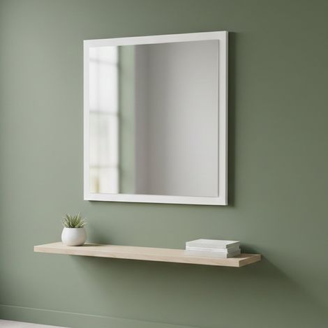 Dmora - Spiegel Dmancon, Badezimmerspiegel, 100% Made in Italy, cm 60x2h60, glänzend weiß (1/5)